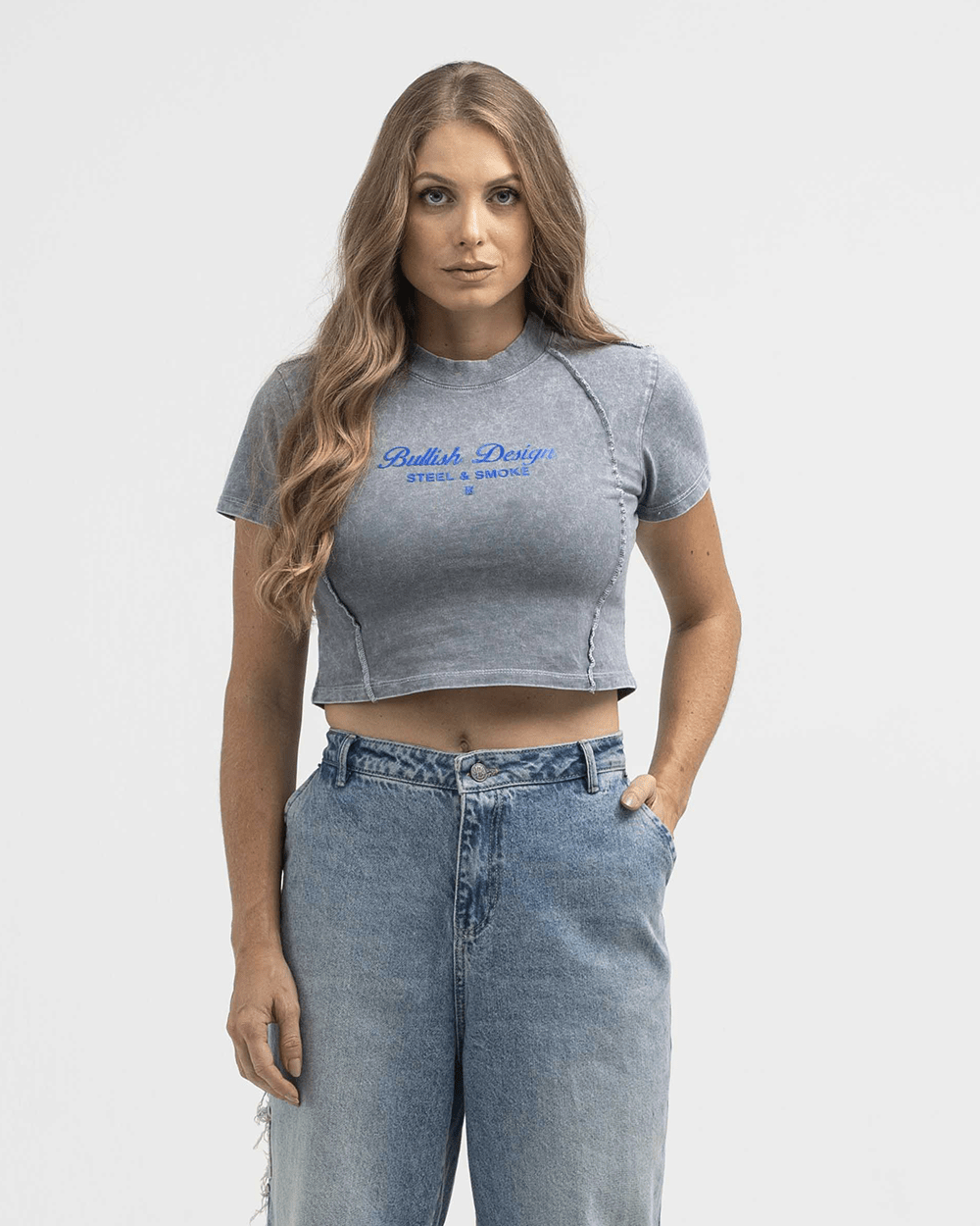 BABY TEE FRAME MUJER GRIS LAVADO