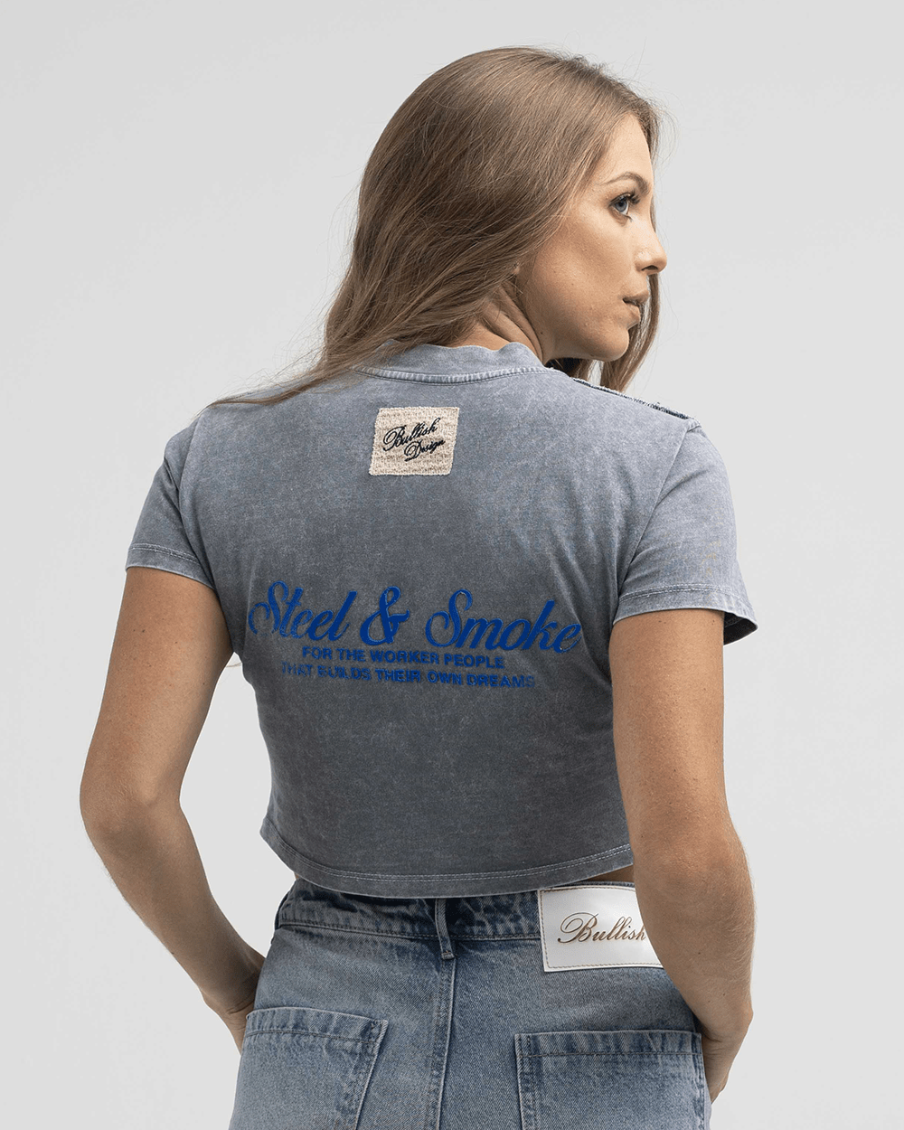 BABY TEE FRAME MUJER GRIS LAVADO