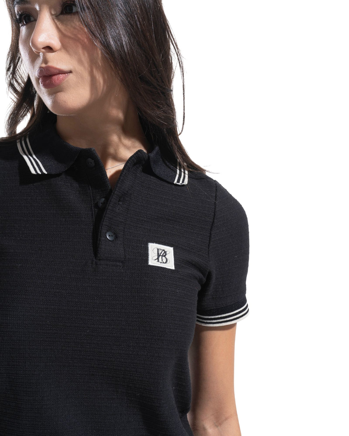 Camiseta Polo Riviera Negra Mujer